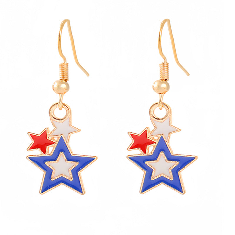 Ladies enamel earrings horseshoe with star stripe motif Kalsten