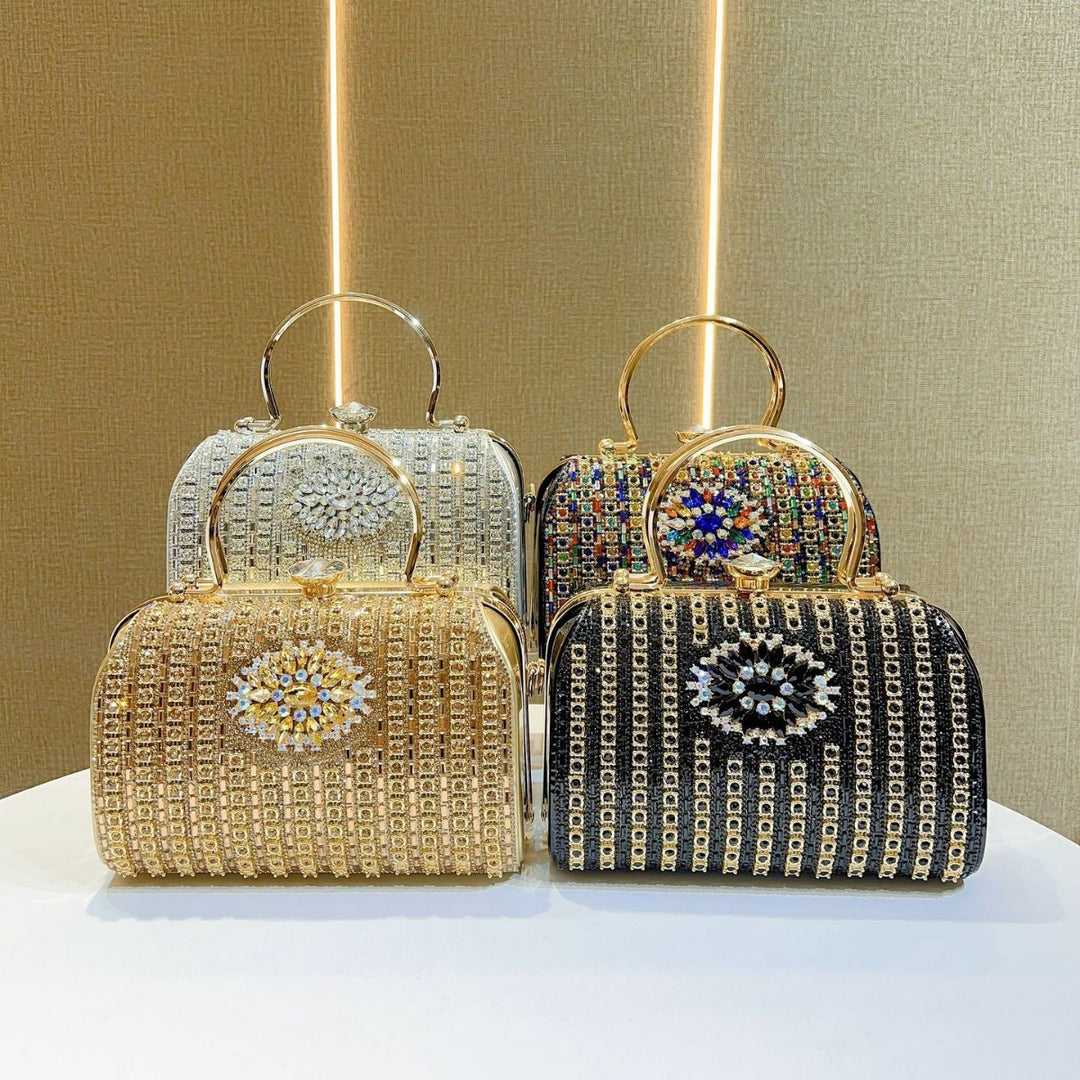 Vintage-Inspired Crystal-Embellished Handbag