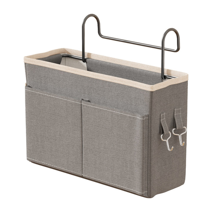 Over-Bed Rail Hanging Storage Organizer Caddy with Tablet Slot Dual Front Pockets and Accessory Hooks