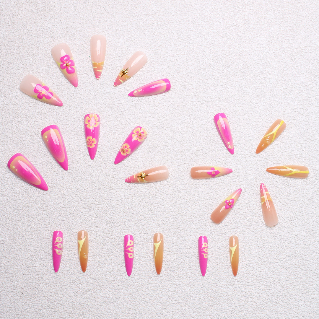 Artistic nail tips with floral and abstract designs Kalsten