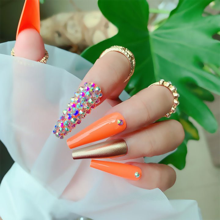 Glamorous Rhinestone Enhanced Acrylic Nail Extensions