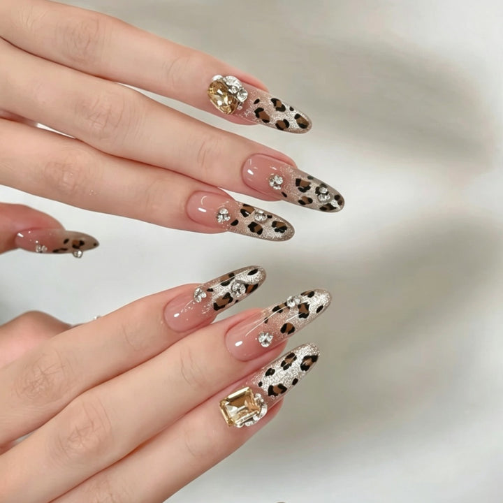 Decorative Long Stiletto Press-On Nails with Rhinestone Accents Kalsten