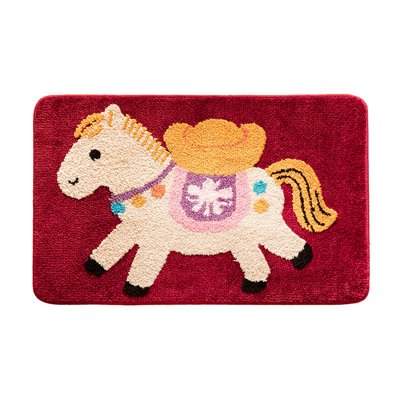 Kids bath mat with quilted pony applique and non-slip underside Kalsten