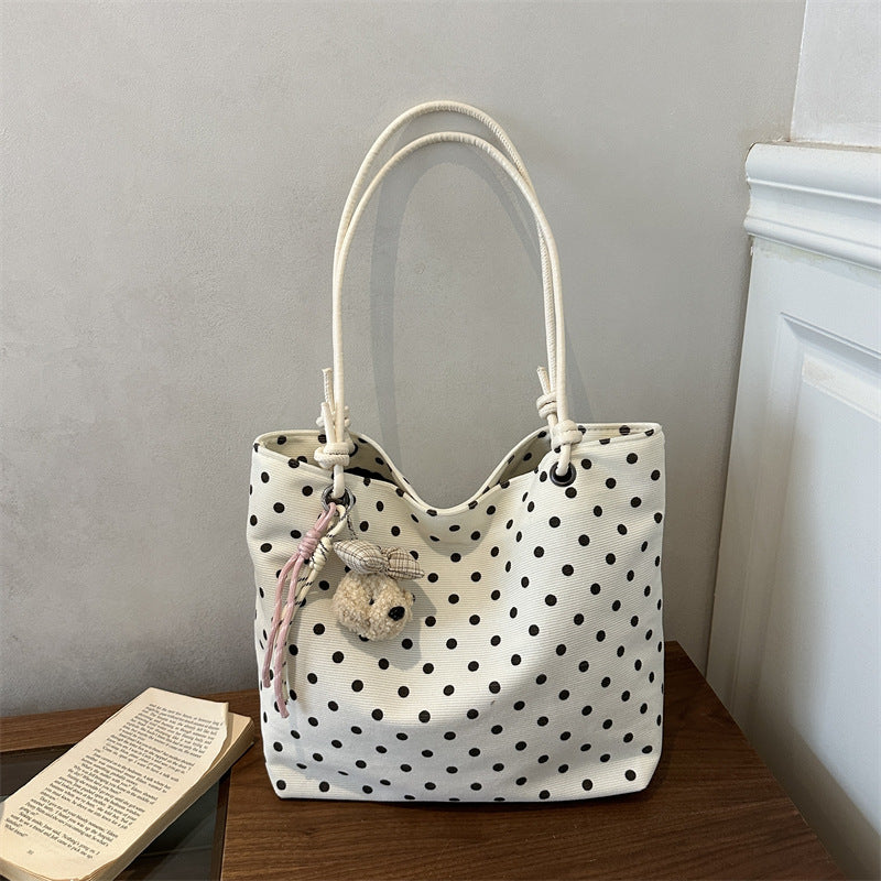 Playful Polka Dot Fabric Tote Bag