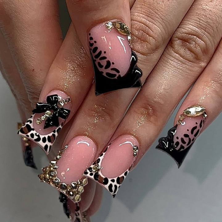Artful Nail Art with Rhinestones and Animal Accents Kalsten