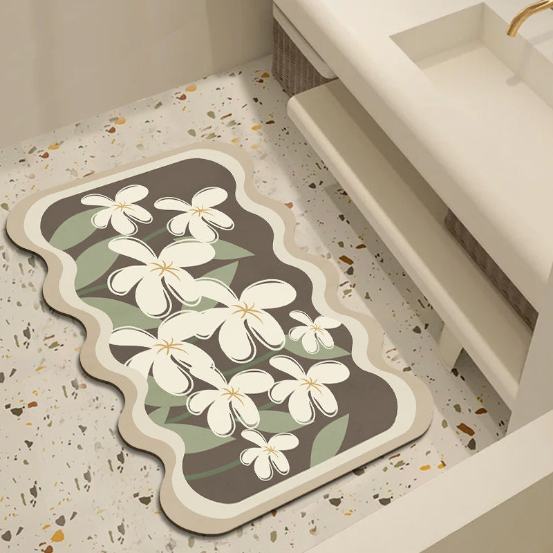 Floral Patterned Bathroom Mat