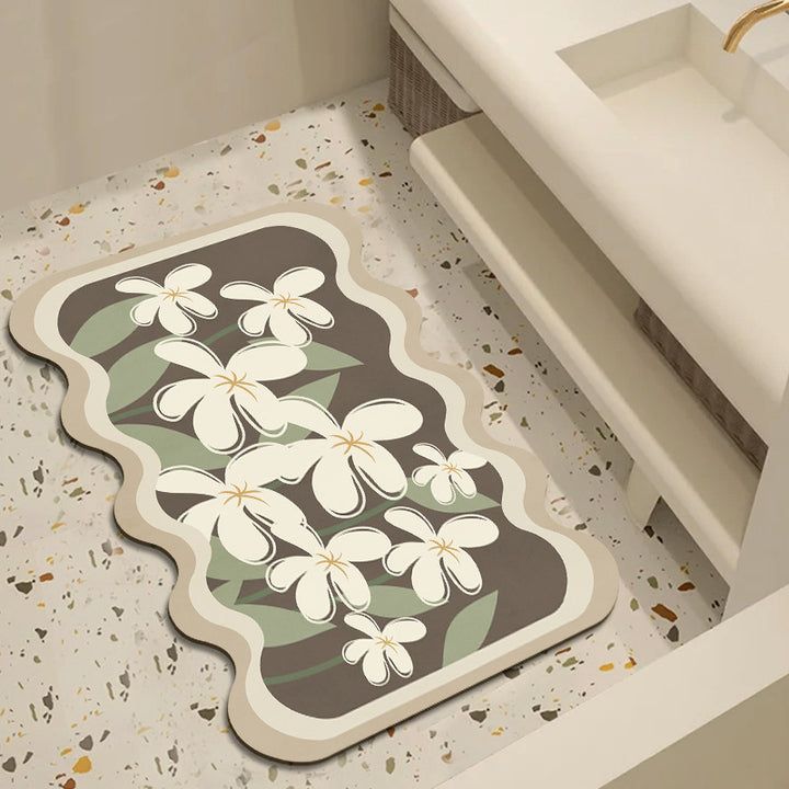 Floral Patterned Bathroom Mat