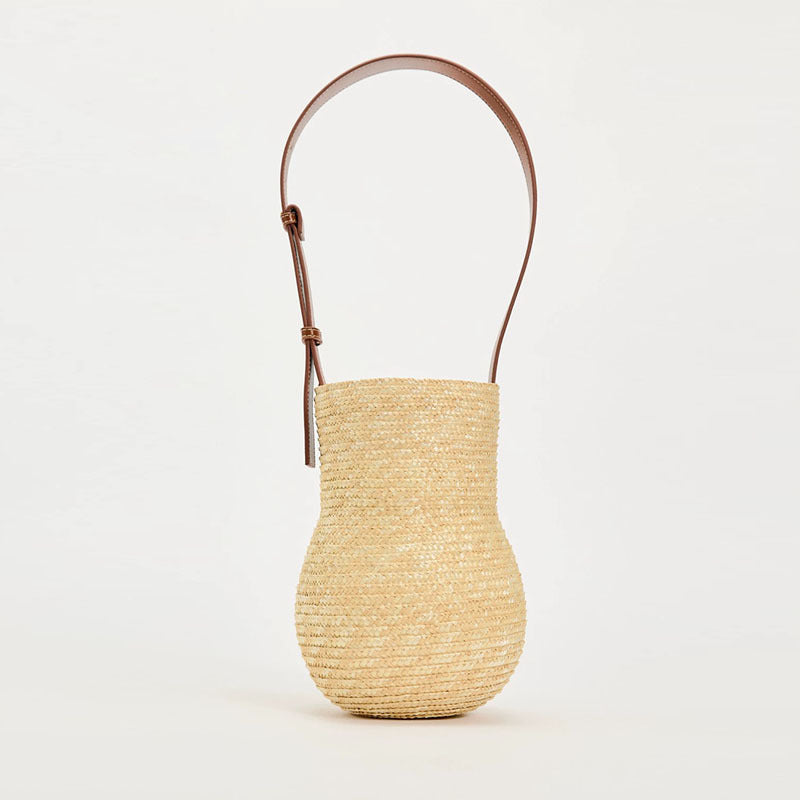 Handmade basket bag with elegant leather strap Kalsten
