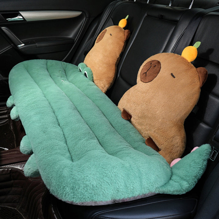 Cozy ergonomic child seat cushion with back support in animal plush design