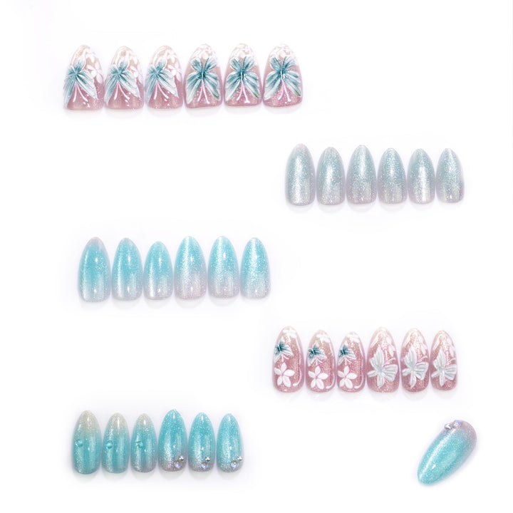 Butterfly Floral Press-On Nail Art Set Kalsten