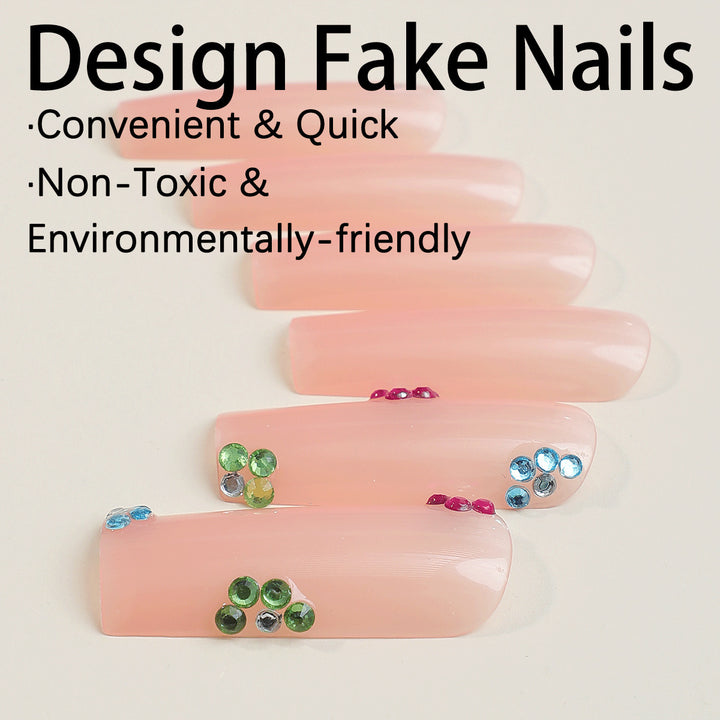 Artificial nail set with rhinestone accents Kalsten