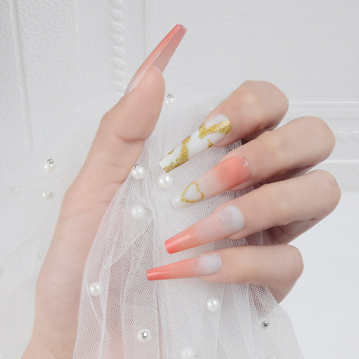 Decorative Long Press-On Nails with Glitter Accents Kalsten