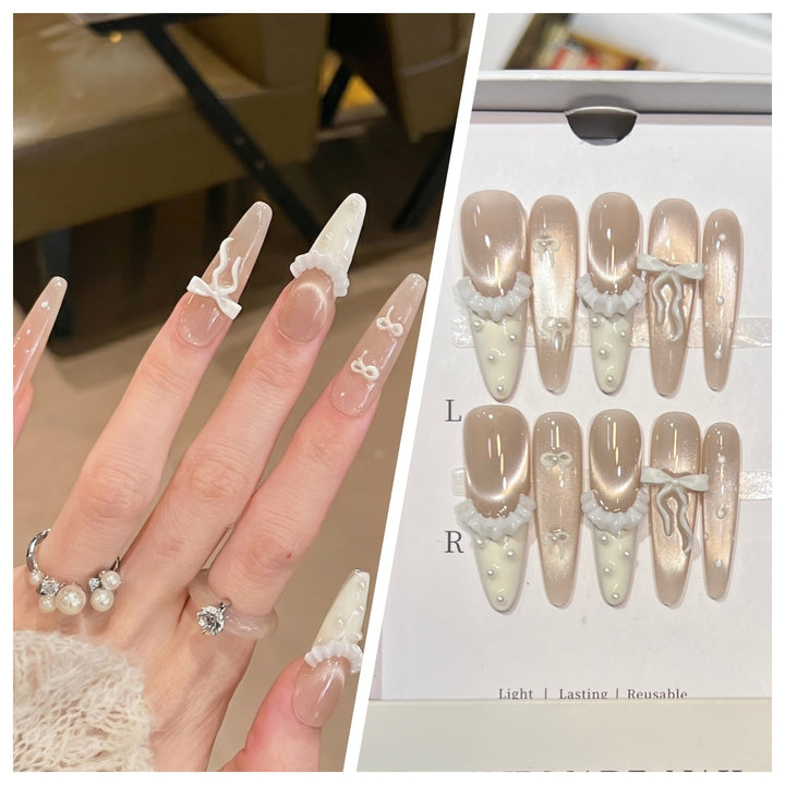 Artistic Stiletto Press-On Nail Set with Charming Patterns Kalsten