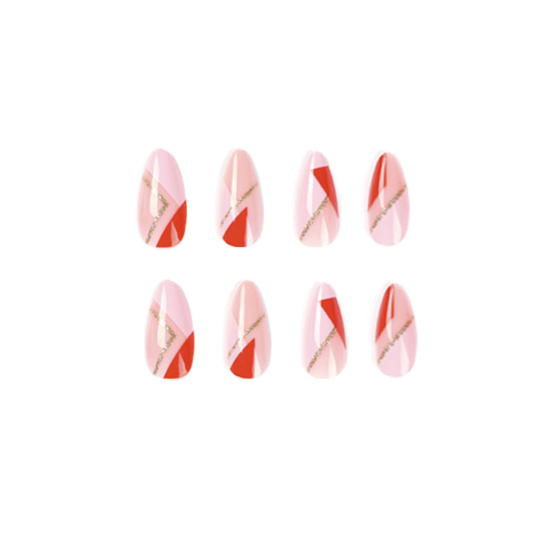 Artful nail art with geometric accents and metallic details Kalsten