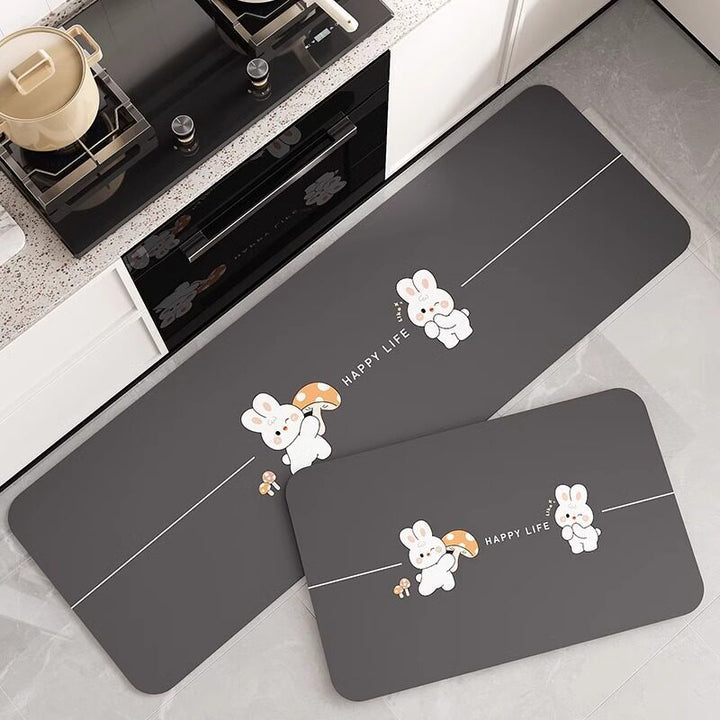 Cartoon Chef-Themed Kitchen Mat Set
