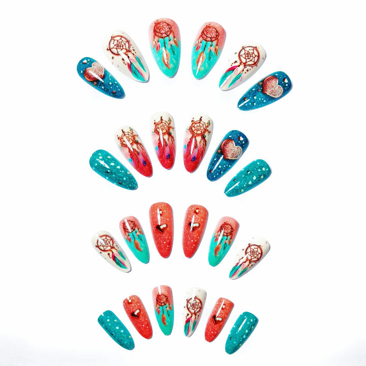 Artificial nails with intricate dreamcatcher design Kalsten