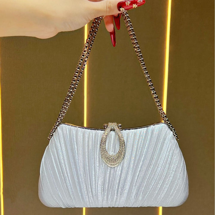 Pleated Satin Evening Handbag