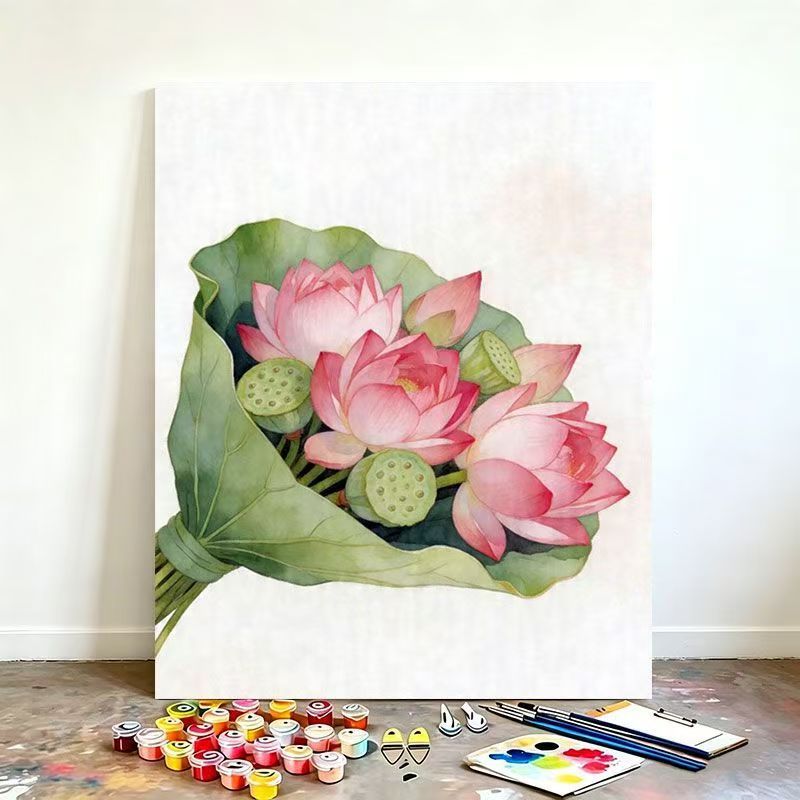 Watercolor Lotus Flower Canvas Art Kit Kalsten
