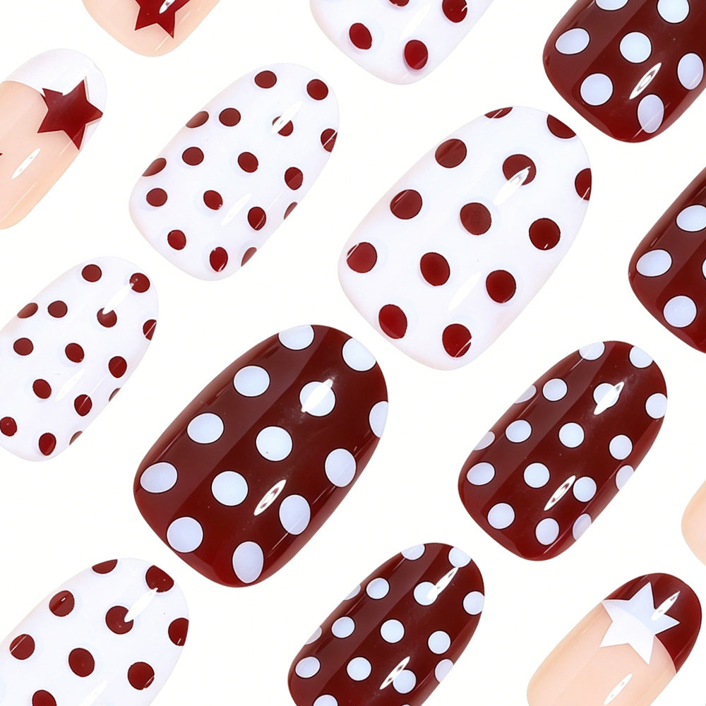 Artistic Star and Polka Dot Press-On Nail Set Kalsten