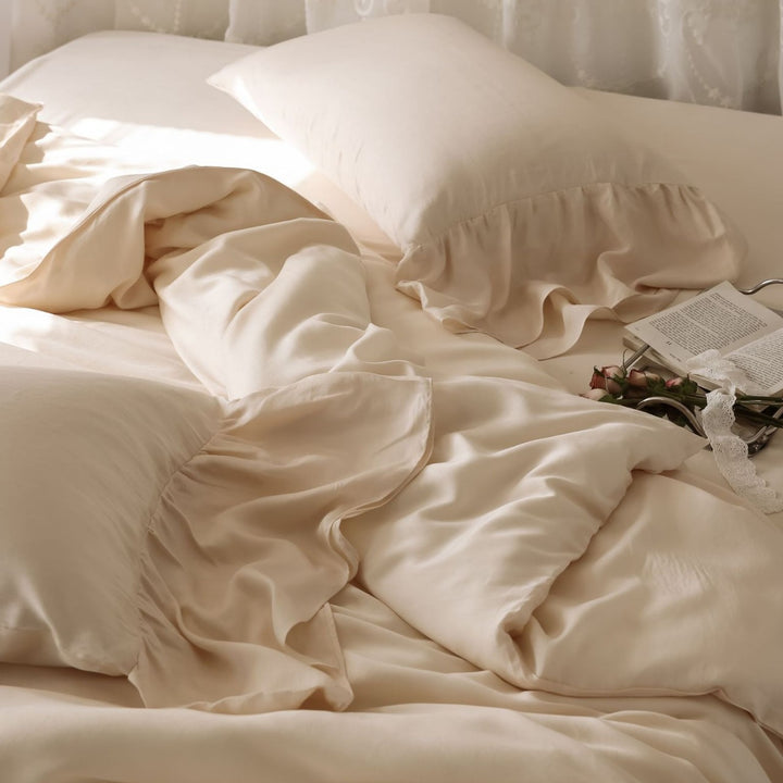 Silk Cotton Satin Duvet Cover Set with Temperature Regulating Climate Finish