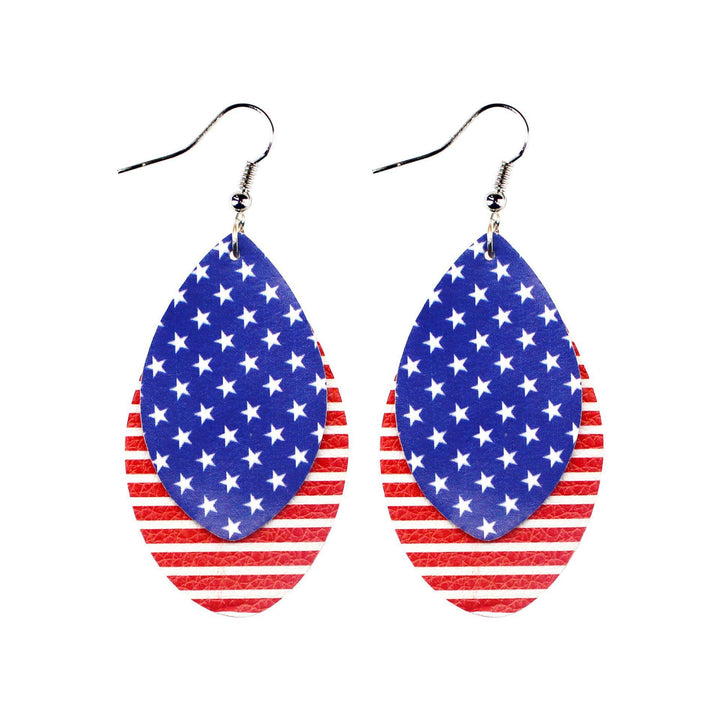Women's nan teardrop-shaped faux leather earrings with star and stripe print Kalsten