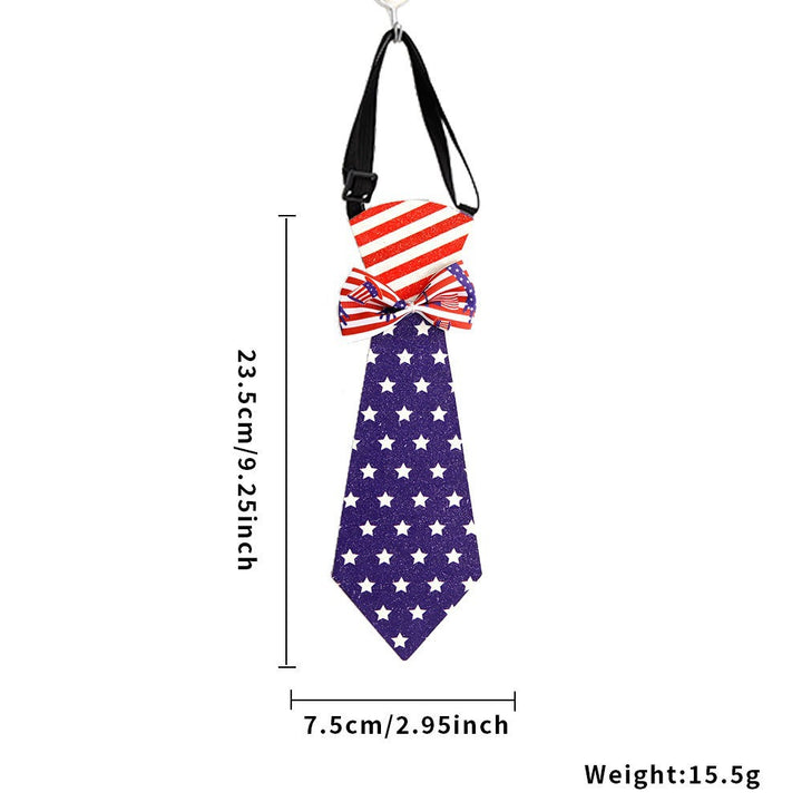 Independence Day adjustable novelty necktie with pre-tied bow and buckle strap Kalsten