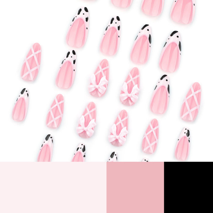 Artistic Nail Extensions with Fine Bow Patterns Kalsten