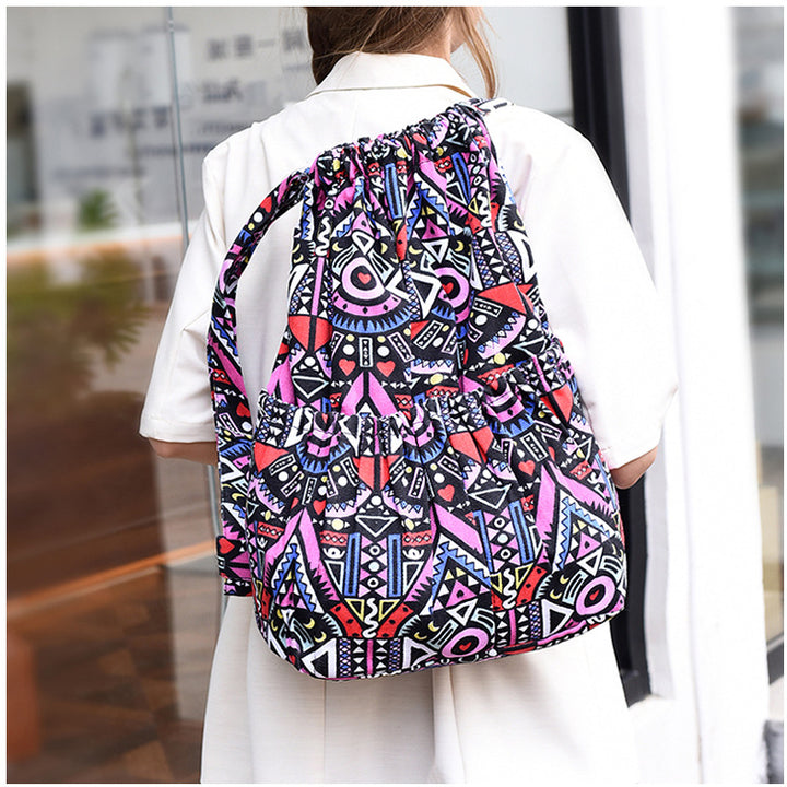 Drawstring Elephant Print Backpack Kalsten