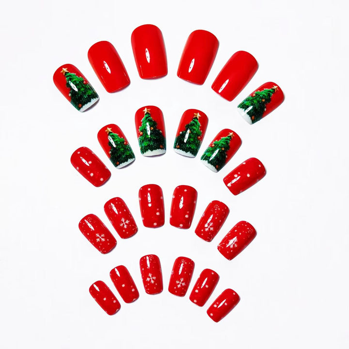 Artificial nails in festive Christmas design Kalsten