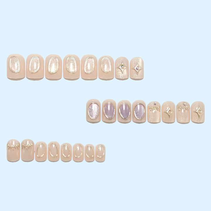 Elegant artificial nails with glitter and star motif Kalsten