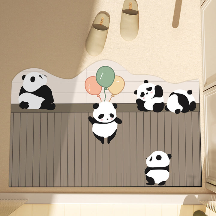 Playful Panda-Themed Bathroom Mat