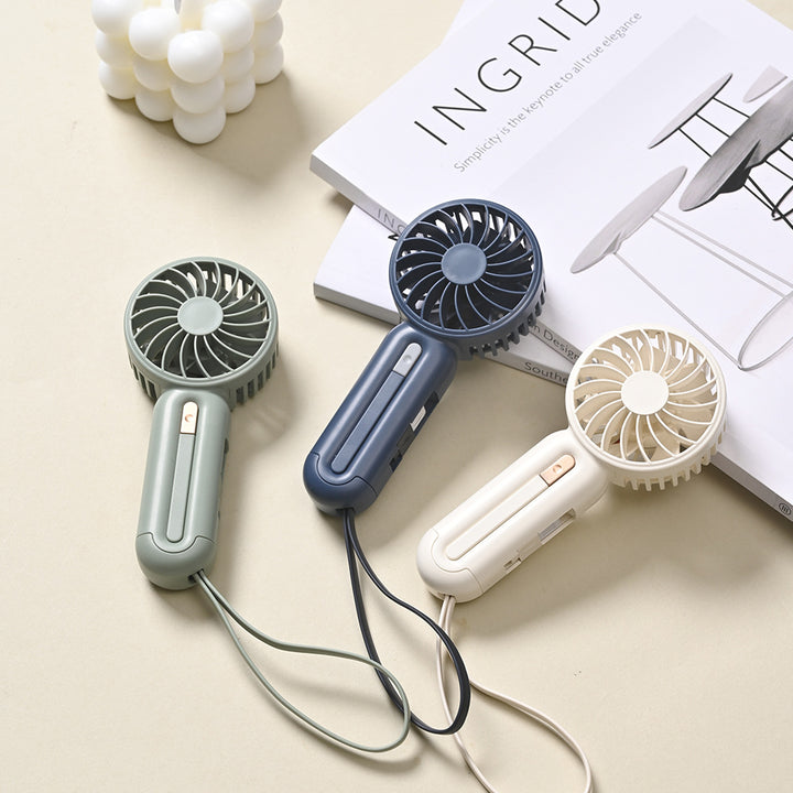 Unisex portable hand fan with foldable handle, USB charging function, and carrying strap Kalsten