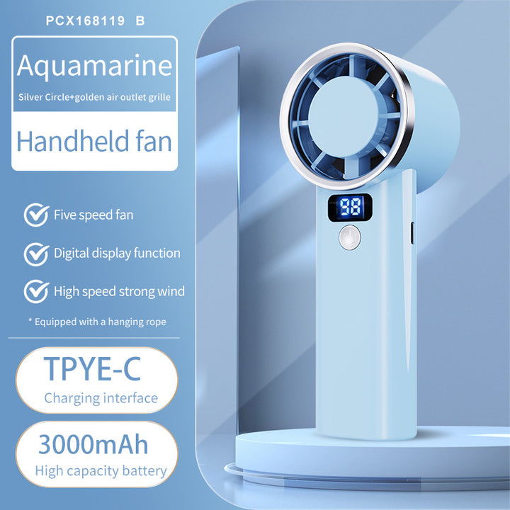Women portable hand fan with digital display and five speed levels Kalsten
