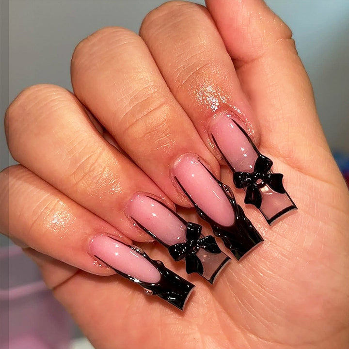 Creative nail art set with elegant bows and ombre effects Kalsten
