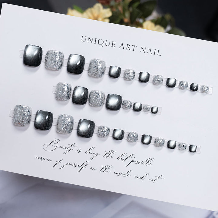 Rhinestone-Embellished Pedicure Nail Art