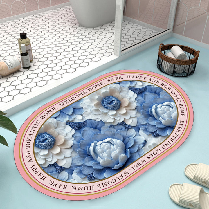 Floral Design Bath Mat Kalsten