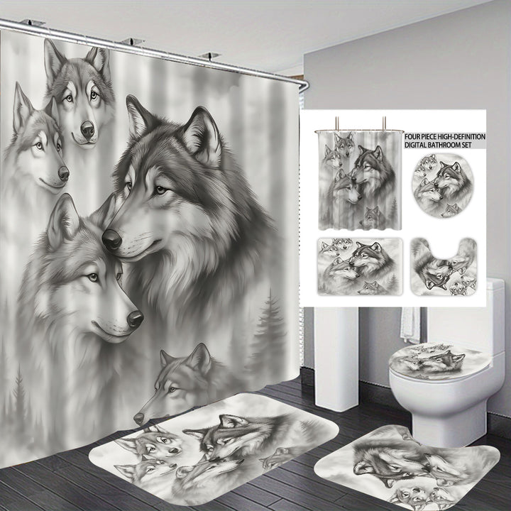 High-Definition Wolf-Themed Bathroom Décor Set Kalsten