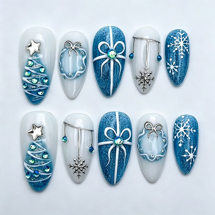 Winter-Themed Press-On Nail Art Collection