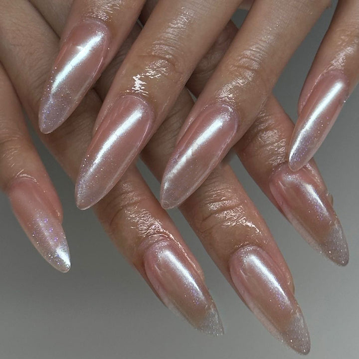 Artistic stiletto nails with glitter gradient and elegant design Kalsten