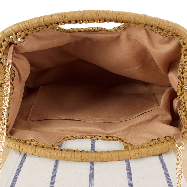 Beach Shoulder Bag Made of Natural Weave with Elegant Chain Decoration Kalsten