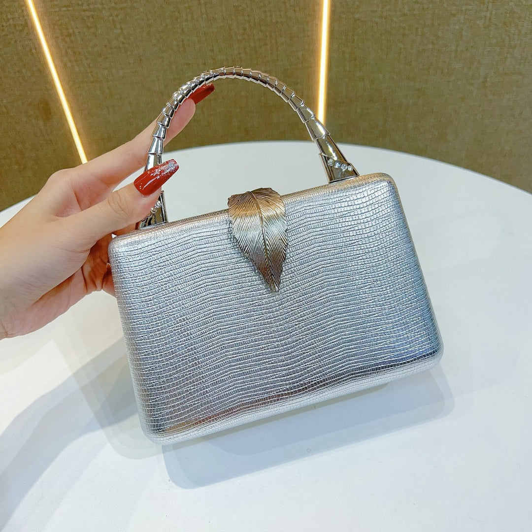 Elegant Leaf-Appliqué Evening Handbag