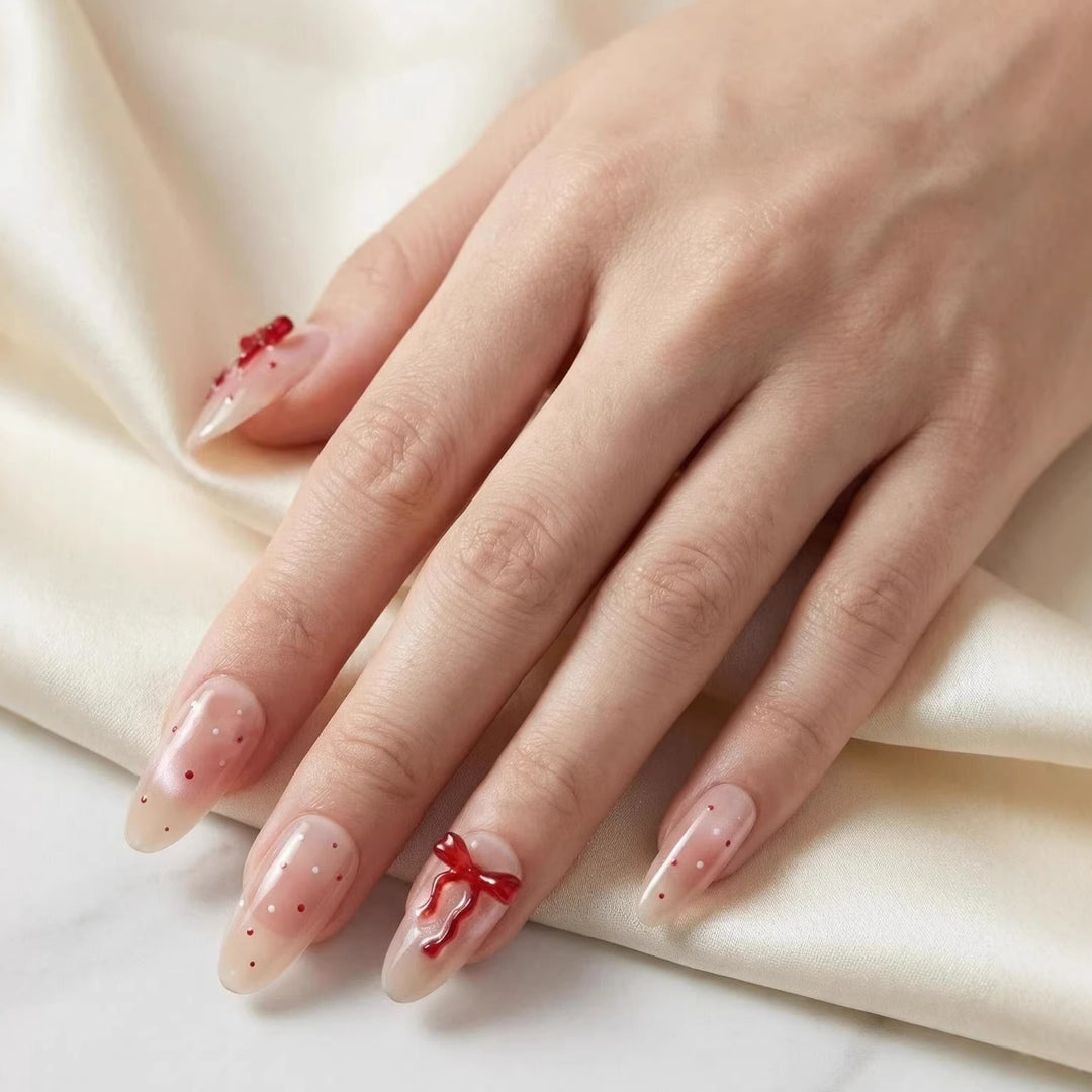 Decorative Bow-Embellished Press-On Nail Tips Kalsten