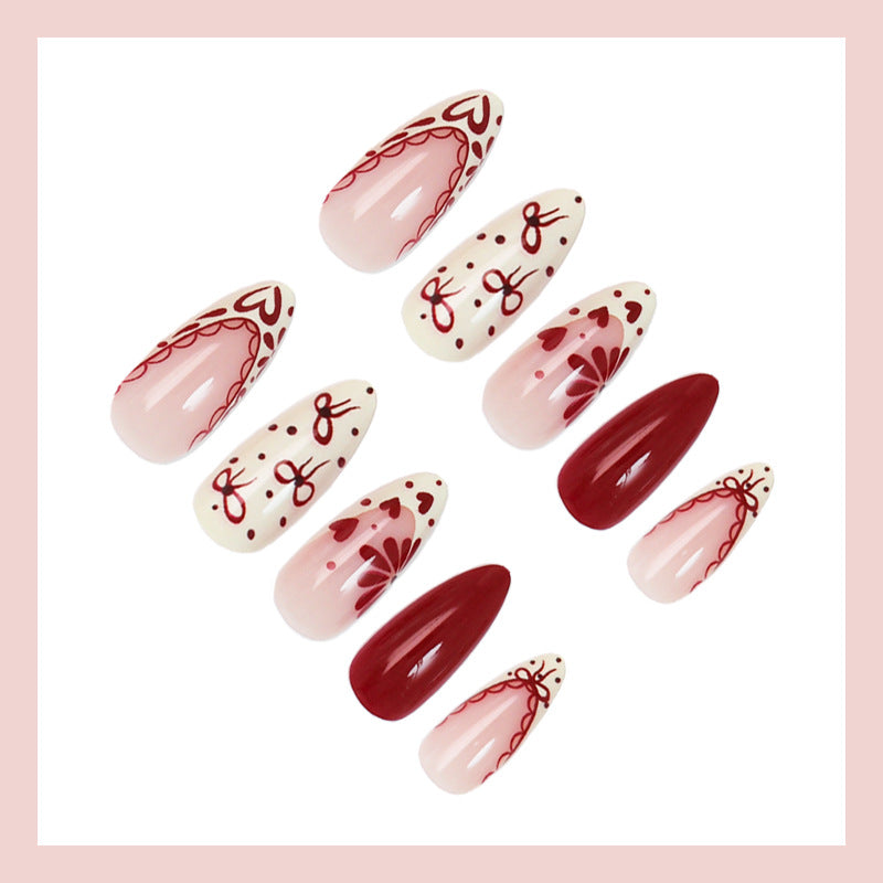 Artificial nail set with creative flower and diamond patterns Kalsten