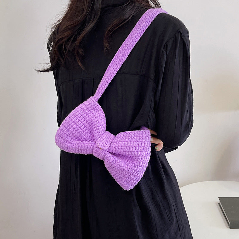 Bow-Detail Crochet Handbag
