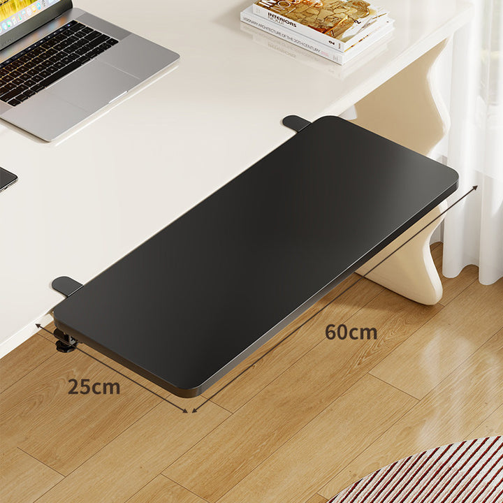 Under-Desk Bamboo Slide-Out Work Surface Clamp-Mounted Keyboard & Mouse Platform