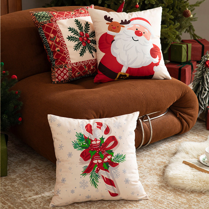 Christmas square decorative pillow cover with patchwork design and concealed zipper Kalsten