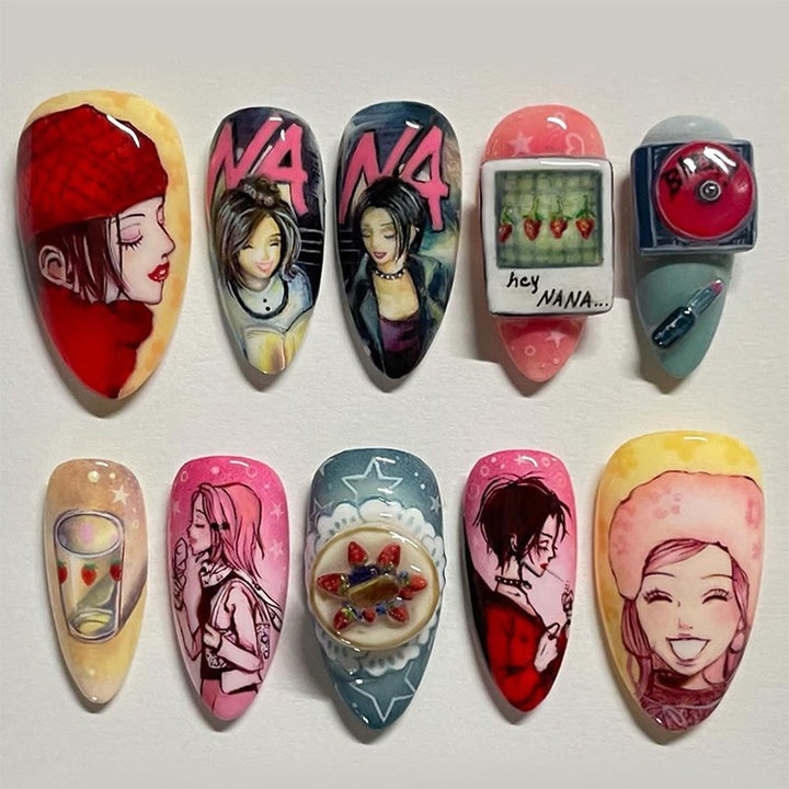 Romantic Kiss-Inspired Press-On Nail Art Set