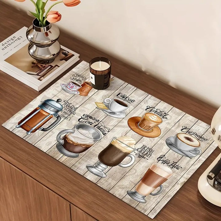 Coffee-Themed Kitchen Mat