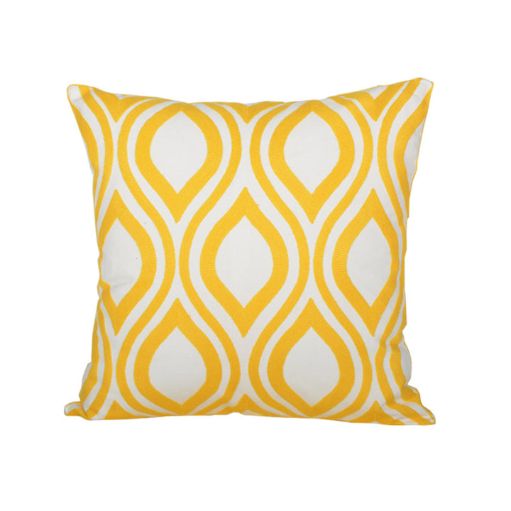 Sunburst Geometric Embroidered Cotton-Linen Throw Pillow Cover
