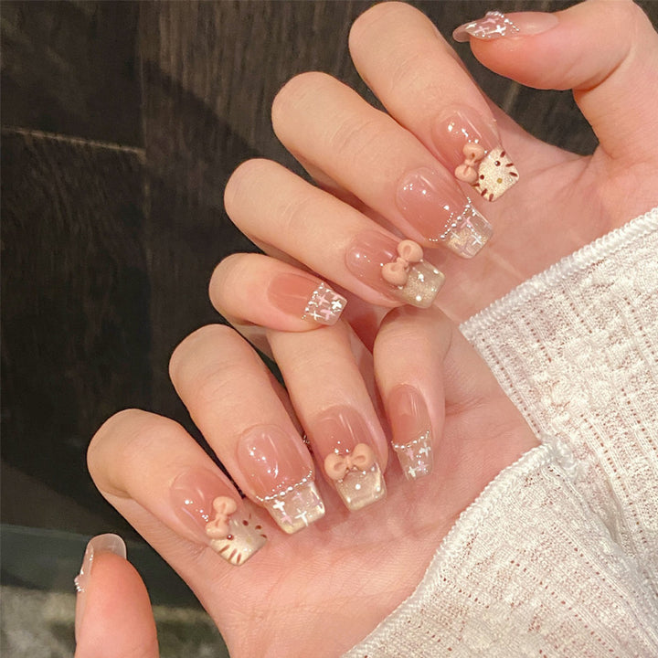 Decorative Press-On Nail Set with Glitter and Rhinestone Accents Kalsten
